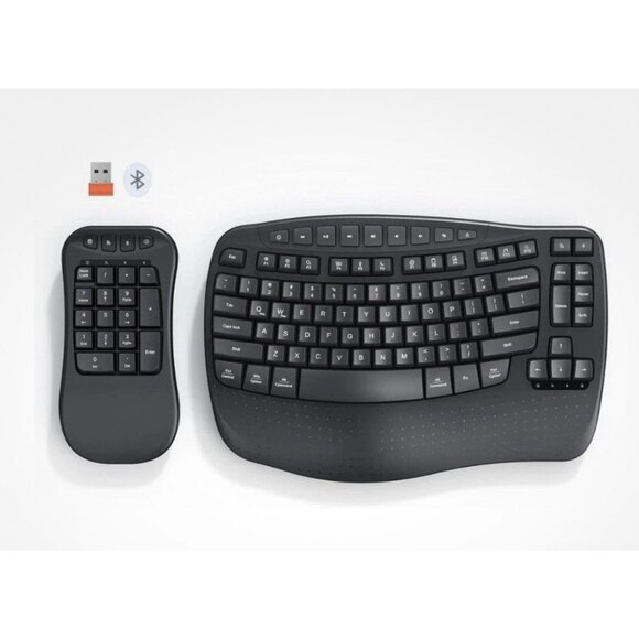 Ergonomic Wireless Keyboard & Number Pad Combo BTK9330 Meetion NEW IN BOX - Picture 1 of 6
